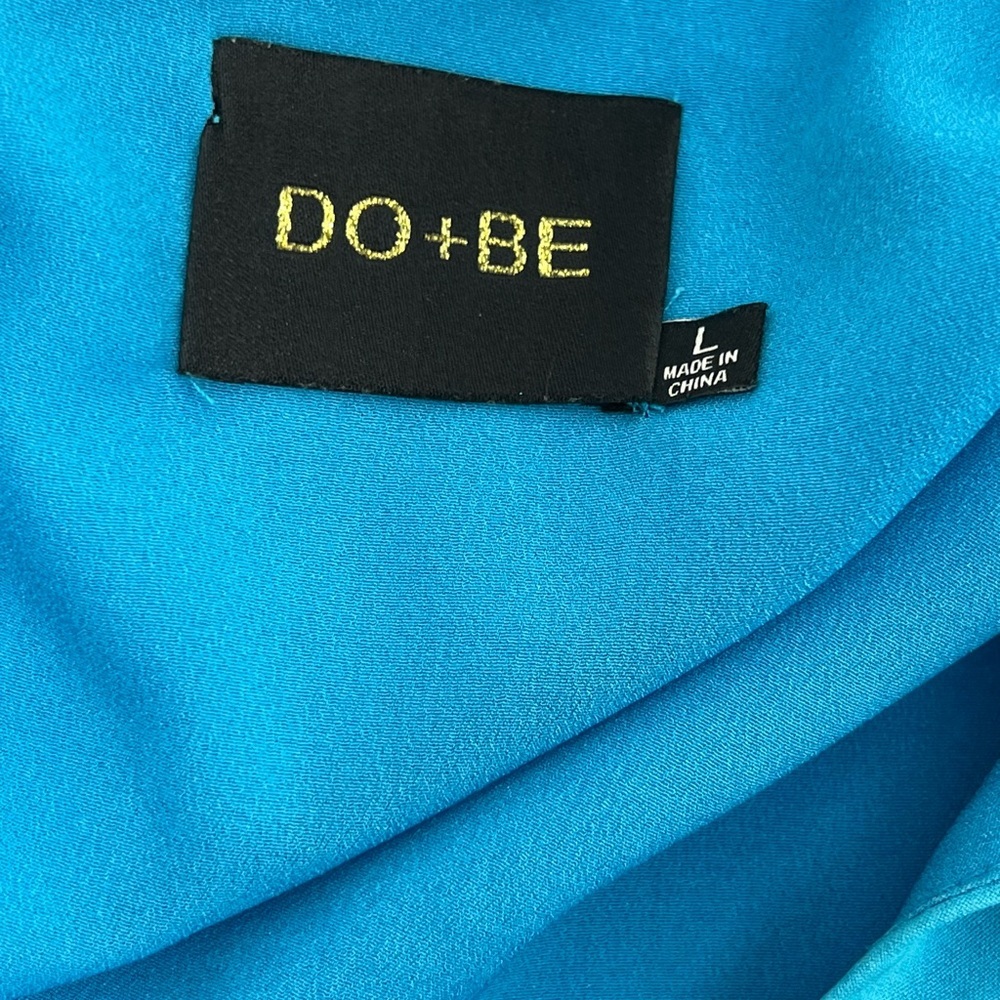 DO+BE Bright Blue One-Shoulder Draped Wrap Mini Cocktail Dress L Large - Picture 8 of 13